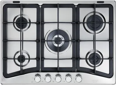 Image de De'Longhi PFI 57 GH Table de cuisson encastrable en acier inoxydable 68 cm Gaz 5 brûleurs