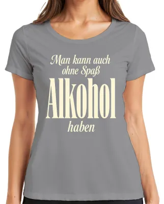 Immagine prodotto di Si può anche divertirsi senza bere alcolici. T-shirt da donna, colore grigio, taglia XL, con scritta "Festa divertente, birra, bere"
