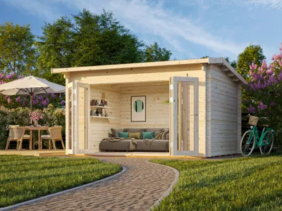 Produktbild von Gartenhaus Palmako Ines 11,1 m² inkl. Fußboden 434 x 379 cm natur