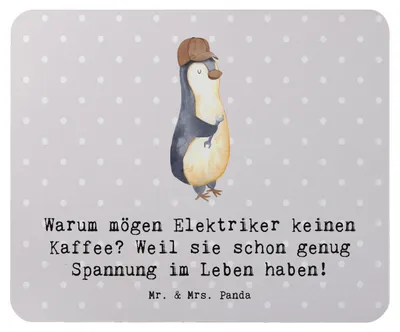 Produktbild von Mr. & Mrs. Panda Mauspad Elektriker Witz - Grau Pastell - Geschenk, Beruf, kreative Geschenke, Strom, pc mousepad, Elektroniker, computer, Handwerk, Berufe, mit Herz