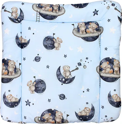Produktbild von TupTam Baby Wickeltischauflage mit Baumwollbezug Gemustert, Farbe: Bären im Kosmos, Größe: 75 x 85 cm