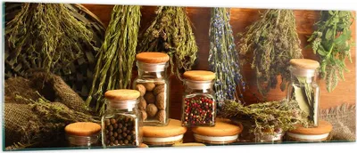 Produktbild von Bilder auf glas - Aromatisch duft flasche kräuter - 140x50cm - Glasbilder - Wandbilder - Kunstdruck - zum Aufhängen bereit - Wanddekoration aus Glas - Glas Bilder - Wandbild auf Glas - GAB140x50-2709