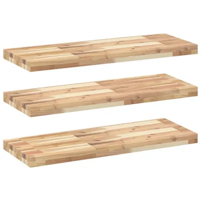 Zdjęcie produktu dla Półki ścienne, 3 szt., 80x30x4 cm, surowe lite drewno akacjowe