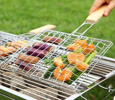 Produktbild von Faltbarer Grillgriff aus Edelstahl für den Hausgebrauch, Grillzubehör, Werkzeug - 25 cm