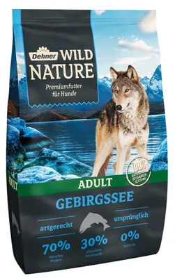 Zdjęcie produktu dla Dehner Wild Nature Karma dla psów Gebirgssee, sucha karma bez zbóż / bez cukru, dla dorosłych psów, łosoś / kurczak, 4 kg