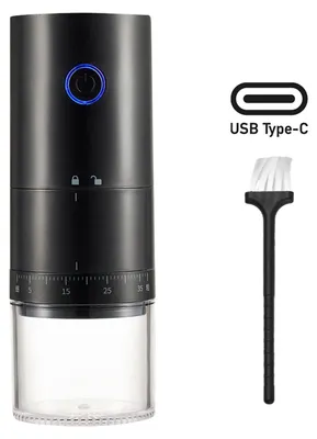 Zdjęcie produktu dla Przenośny elektryczny młynek do kawy z ceramicznymi żarnami, zasilany przez USB, do mielenia ziaren kawy