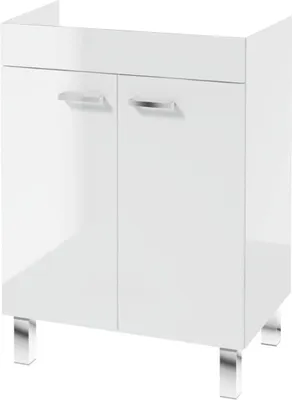 Zdjęcie produktu dla Szafka Łazienkowa Biała Stojąca 60x45 pod Umywalkę Połysk 2 Drzwi Półka MDF