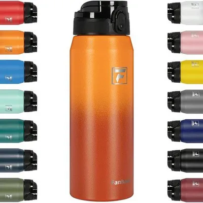 Produktbild von Wasserflasche 750ml Edelstahl gelb/orange