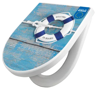 Produktbild von WC Sitz mit Absenkautomatik D Form Motiv Blauer Rettungsring [TDW3 12763]
