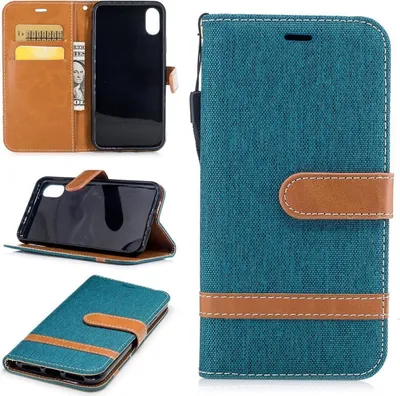 Produktbild von Tasche für Apple iPhone X Jeans Cover Handy Schutz Hülle Case Grün