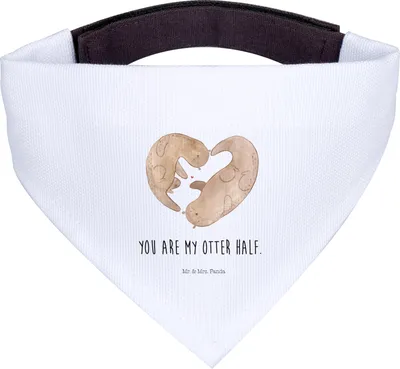 Produktbild von Mr. & Mrs. Panda Hundehalstuch Otter Herz - Weiß - Geschenk, Halstuch, Hundetuch, Für Hunde, Tuch, Verliebt, Hochzeitstag