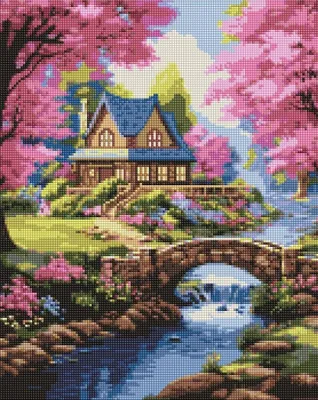 Obrázek produktu pro Diamantová mozaika Dům v květinách 40 x 50 cm