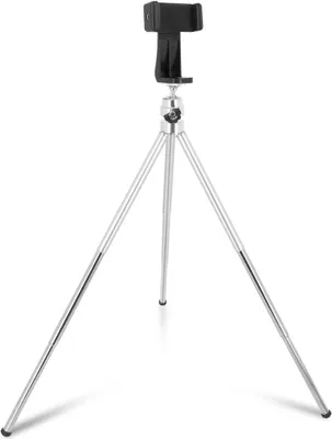 Image de trépied de table pour smartphone pivotant à 360° avec pieds extensibles LinQ - Argent