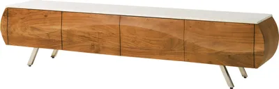 Image de MASSIVMOEBEL24 | Meuble TV en bois d'Acacia 204x40x45  naturel laqué / marbre blanc MONTREAL #124