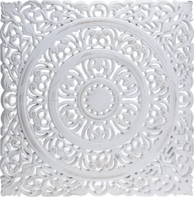 Produktbild von Ozdoba ścienna drewno biały 55 x 55 cm shabby wiejski dom ozdoba drewniana ozdoba drewniana obraz drewniany