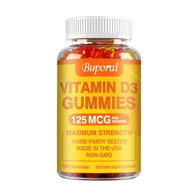 Productafbeelding van Vitamine D3 Gummies 125 mcg (100 gummies) Voedingssupplement, immuunsysteem, botten, gewrichten, tanden