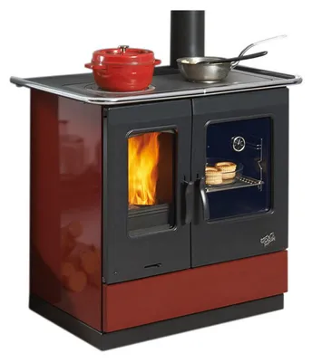 Image de Cuisinière à bois 6.5kw rouge - Godin - 241100CARMIN - Armonnie