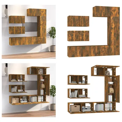 Produktbild von vidaXL 6 tlg. TV Schrank Set Räuchereiche Holzwerkstoff - TV-Schrank-Set - TV-Schrank-Sets - Wohnwand - Schrankwand