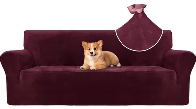 Productafbeelding van Zachte stoffen sofaovertrek, geschikt voor een 3-zitsbank, wijnrood, elastisch, antislip, huisdiervriendelijk