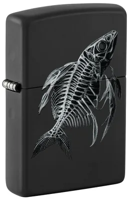 Produktbild von Zippo Sturmfeuerzeug - Fish Skeleton, Black Matte, Color Image - Nachfüllbar - W
