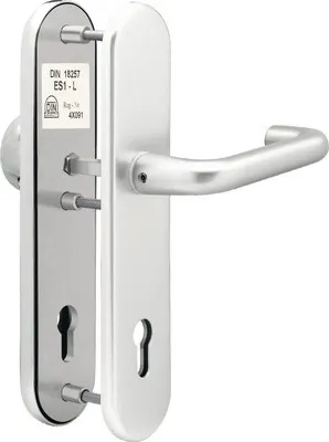 Produktbild von Schutzgarnitur PZ (72 mm) Agnes alu F1, Griffplatte und Drücker