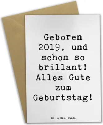 Produktbild von Mr. & Mrs. Panda Motivkarte Spruch 2019 Geburtstag - Weiß - Geschenk, Grußkarten, Alter, weihnachtskarten, Grußkarte, Geburtstagsgeschenk, babykarte, Geburtsjahr