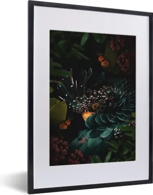 Produktbild von MuchoWow® MuchoWow® Gerahmtes Poster Kakadu - Vogel - Schmetterlinge 30x40 cm - Poster mit zchwarzem Bilderrahmen - Wandposter Schlafzimmer