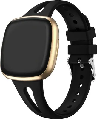 Produktbild von Strap-it Luxe Silikonarmband – passend für Fitbit Versa 3 / Versa 4 / Sense / Sense 2 – Schwarz – Größe: L