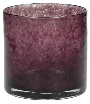Productafbeelding van Pomax Sklo windlicht van glas, auberginekleurig, diameter 12 cm, hoogte 12 cm