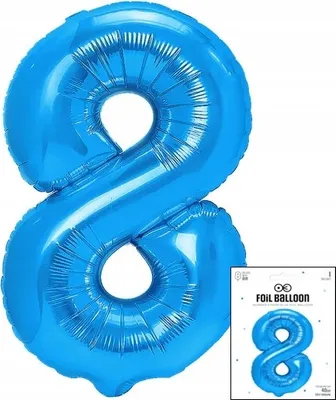Obrázek produktu pro Balon Foliowy Cyfrą Cyferka 8 Niebieska Na Impreze Urodzinową 40Cm