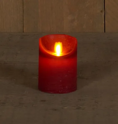 Obrázek produktu pro LED svíčka z pravého vosku s časovačem blikání knotu vínově červená výška 10 cm