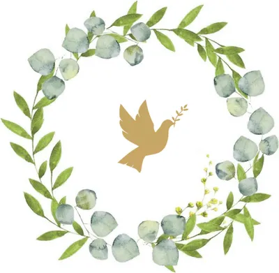 Produktbild von 20 Servietten Dove Wreath - Goldene Taube im Kranz 33x33cm