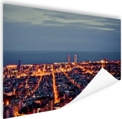 Produktbild von MuchoWow® Poster Die Skyline von Barcelona am Abend 120x80 cm - Bilder