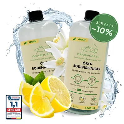 Produktbild von 2er Set - GRASHÜPFER® Wischroboter Reinigungsmittel I Öko-Bodenreiniger 2 x 1000 ml "Zitrusblüten Duft"