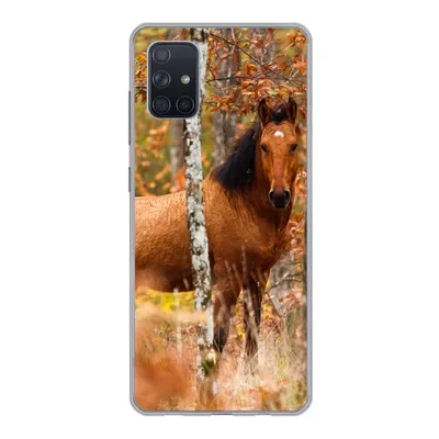 Produktbild von MuchoWow® Handyhülle Schutzhülle Hülle für Samsung Galaxy A71 Pferd - Wald - Braun Silikon Softcase Handy Hülle - Kartenbesitzer