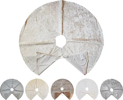 Produktbild von Kuschlige Christbaumdecke Rund Ø 90cm Weihnachtsbaumdecke Weihnachtsbaum Decke Tannenbaum Unterlage, Farbe:Beige / Ornamente