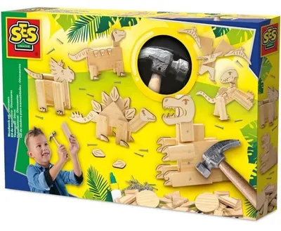 Productafbeelding van Woodworking Kit - SES CREATIVE - Dinosaurs - With nails and glue