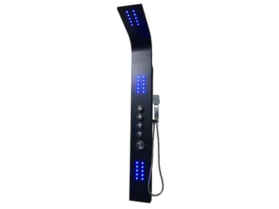 Produktbild von Thermostatisches Hydromassage-Duschpaneel mit LED FELICITA - 20*165cm - Schwarz