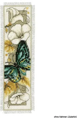 Produktbild von Vervaco Lesezeichen Kreuzstich Schmetterling auf Blumen Set V