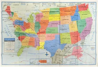Immagine prodotto di Mappa degli Stati Uniti per studio - Poster degli Stati Uniti - Scheda didattica degli Stati Uniti - 40 x 28 cm - a colori, formato grande, stampata su cartoncino