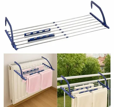 Image de Étendoir à linge extensible pour radiateur et balcon