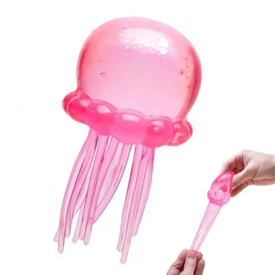 Produktbild von Quallen-Weichplastikspielzeug – Glitzer-Quallen-Druckspielzeug, Stressball, sensorischer Stressball für Kinder und Erwachsene (rosa)