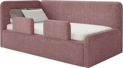 Produktbild von Selsey Fanko – Kinderbett 90x200 cm mit Rausfallschutz, Matratze, Kopfteil links, Plüsch, Rosa