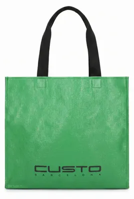 Produktbild von Borsa shopper Liviana Prime, Farbe Grün, aus echtem Leder, mit schwarzen Kontrastgriffen