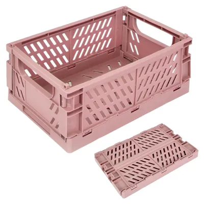 Produktbild von Kunststoff Aufbewahrungskiste Faltbare und stapelbare Aufbewahrungsbox für Zuhause, Küche, Klassenzimmer, Schlafzimmer, Badezimmer und Büro (Rosa)