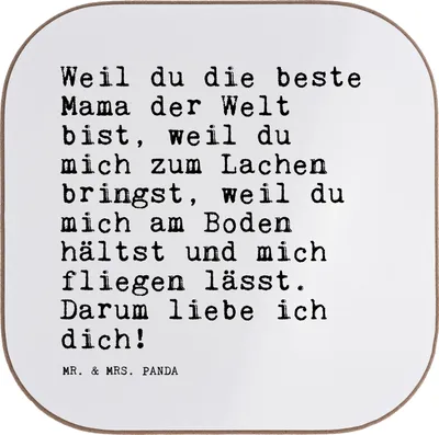 Produktbild von Mr. & Mrs. Panda Untersetzer Tasse Weil du die beste... - Weiß - Geschenk, Liebe, gläseruntersetzer, Spruch Sprüche Weisheiten Zitate Lustig Weisheit Worte, Mutter, Mama