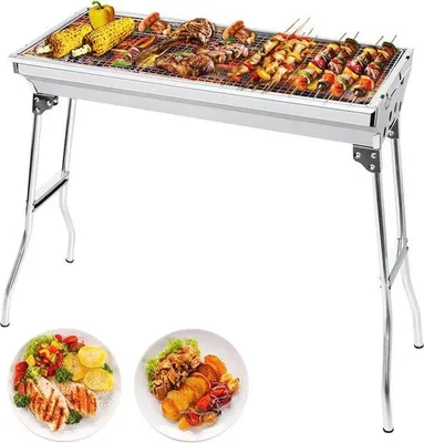 Produktbild von Portable Grill für Camping und Garten - Faltbarer tragbarer Grill für 5-10 Personen