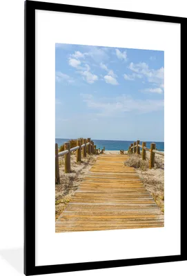 Produktbild von MuchoWow® MuchoWow® Gerahmtes Poster Strand - Weg - Sommer 60x90 cm - Poster mit zchwarzem Bilderrahmen - Dekoration - Wandposter Wohnzimmer - Hochwertig
