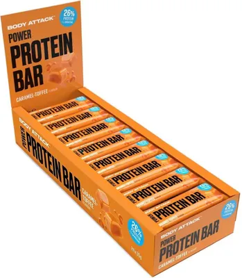 Produktbild von Body Attack Power Protein Bar-24 Riegel a 35 g Caramel Toffee