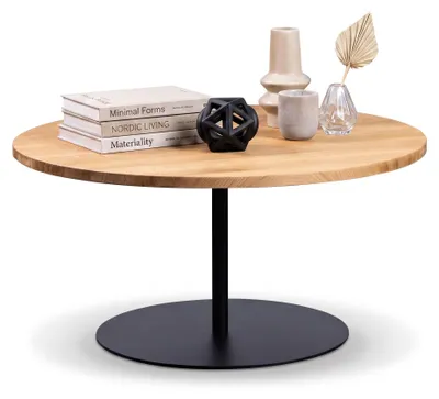 Produktbild von Couchtisch Durchmesser 80cm Sofatisch Wildeiche Gestell Metall #4552